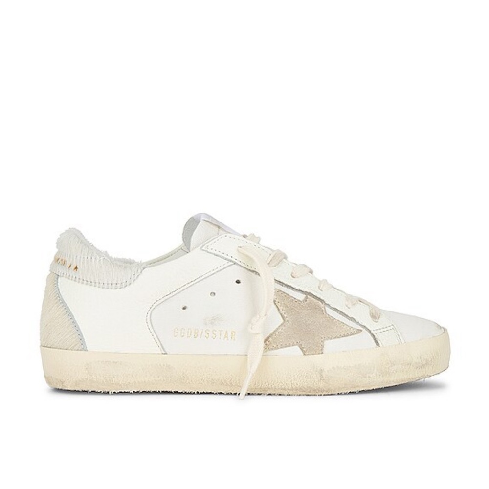 Golden Goose White and Beige Star Sneakers